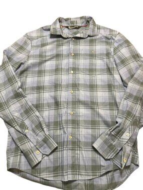Under Armour Mens Fitted Long Sleeve FPlaid Shirt Size Medium Green & Blue Cotto